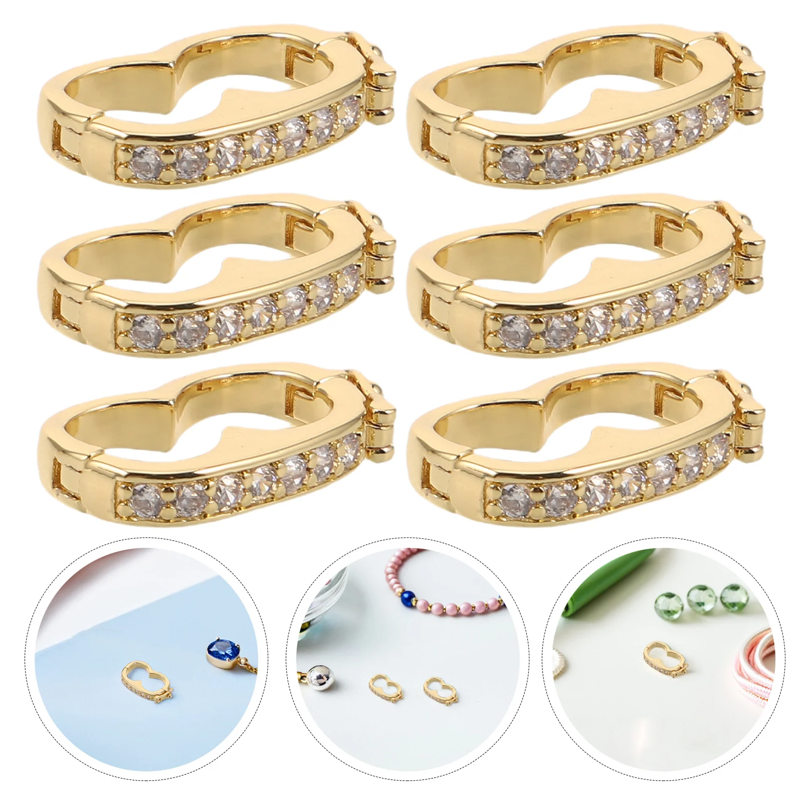 

6Pcs Jewelry Clasps Rhinestone Pendant Charm Necklace Connector Chain Bracelet Buckle Clasp Replacement Shortener for DIY