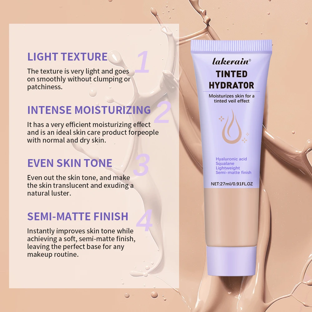 High Coverage CC cream Foundation Matte Finish Light Oil-Free Intense Moisturizing Foundation Hyaluronic Acid Sheer Base Makeup