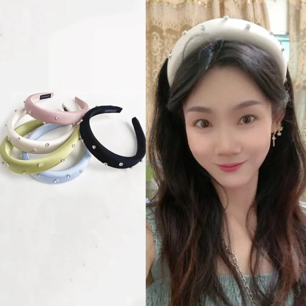 Luxurious Water Diamond Sponge Hair Hoop Sparkling Turban Wash Face Headband Ornament Heart Korean Hairband High End Headwear