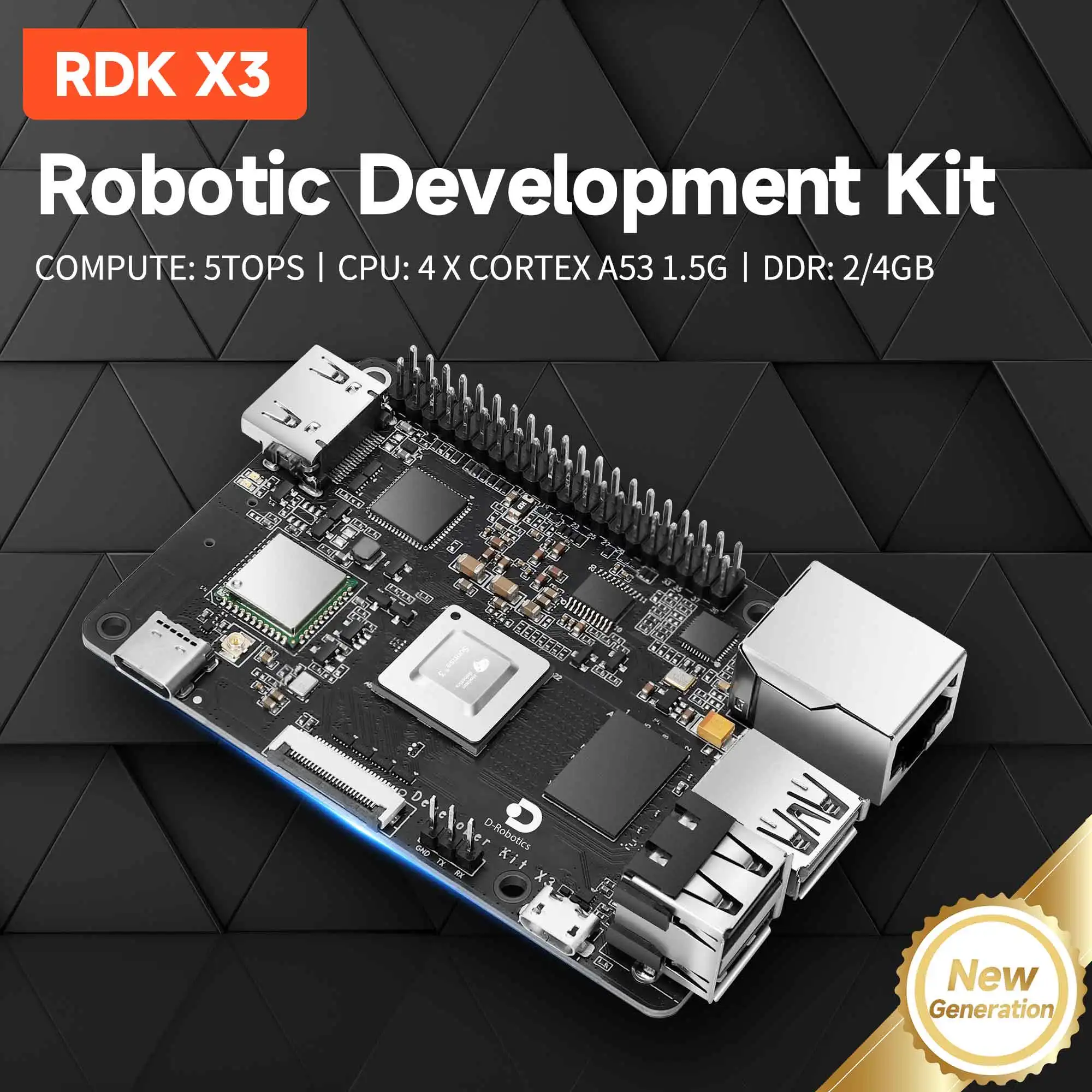 

RDK X3 AI Intelligent Module Robotic Development Kit Compatible with Raspberry Pi 5Tops Computing Power Support ROS Ubuntu20.04