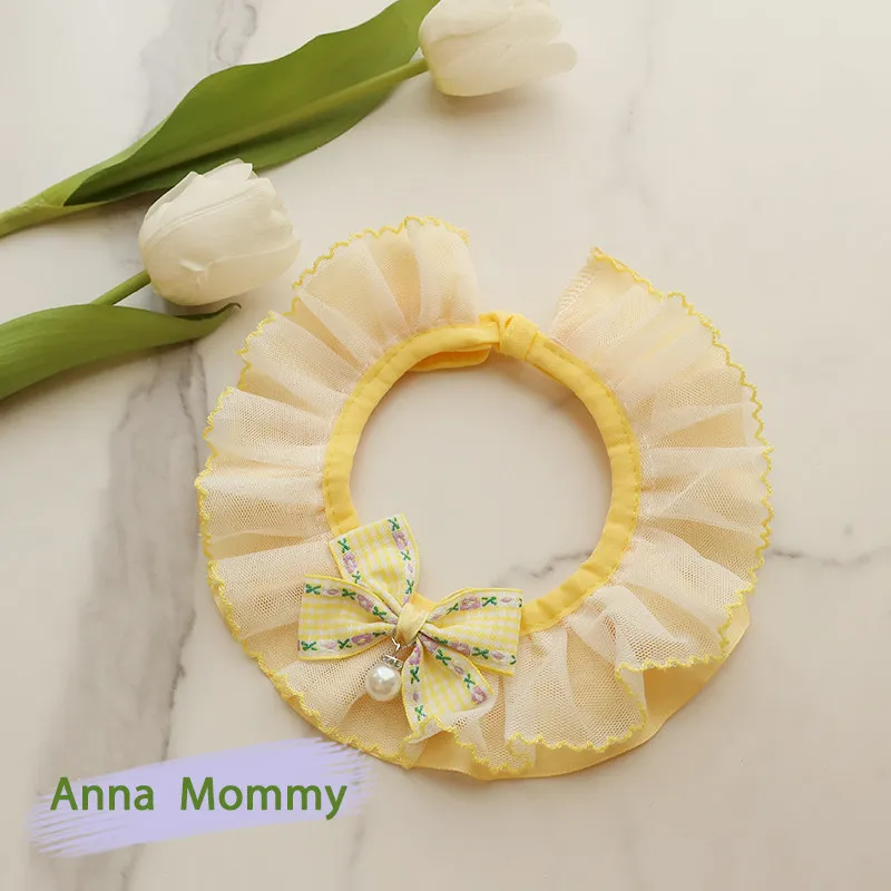 

Yellow Cloth Lace Bow Tie Bibs For Small Meidum Dog Chihuahua Poodle Puppy Neckerchief Supplies Korean Cute Collars Pet Jewelry