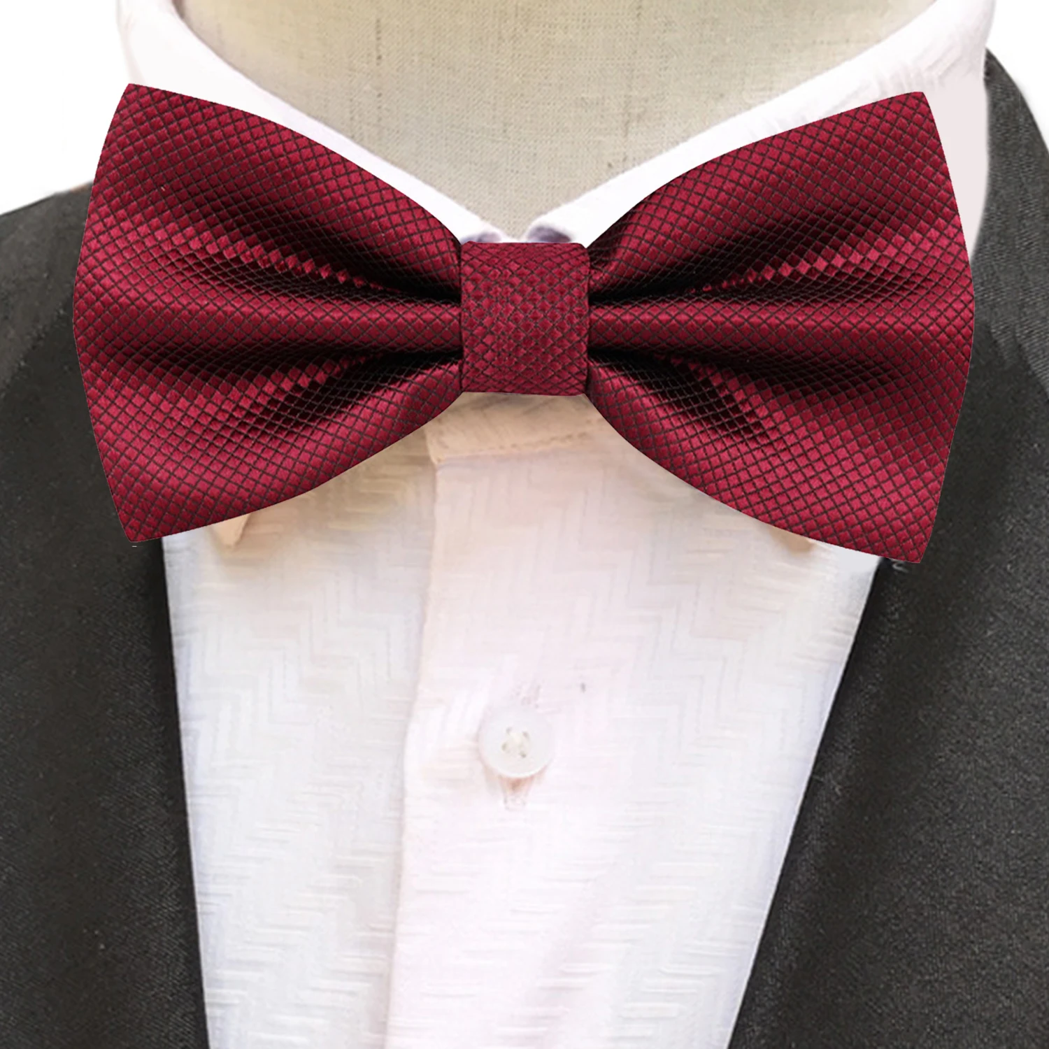 Men Adult Bowtie Classic Fashion Wedding Party Formal Satin gift Plaids Red Adjust Neck Bow tie