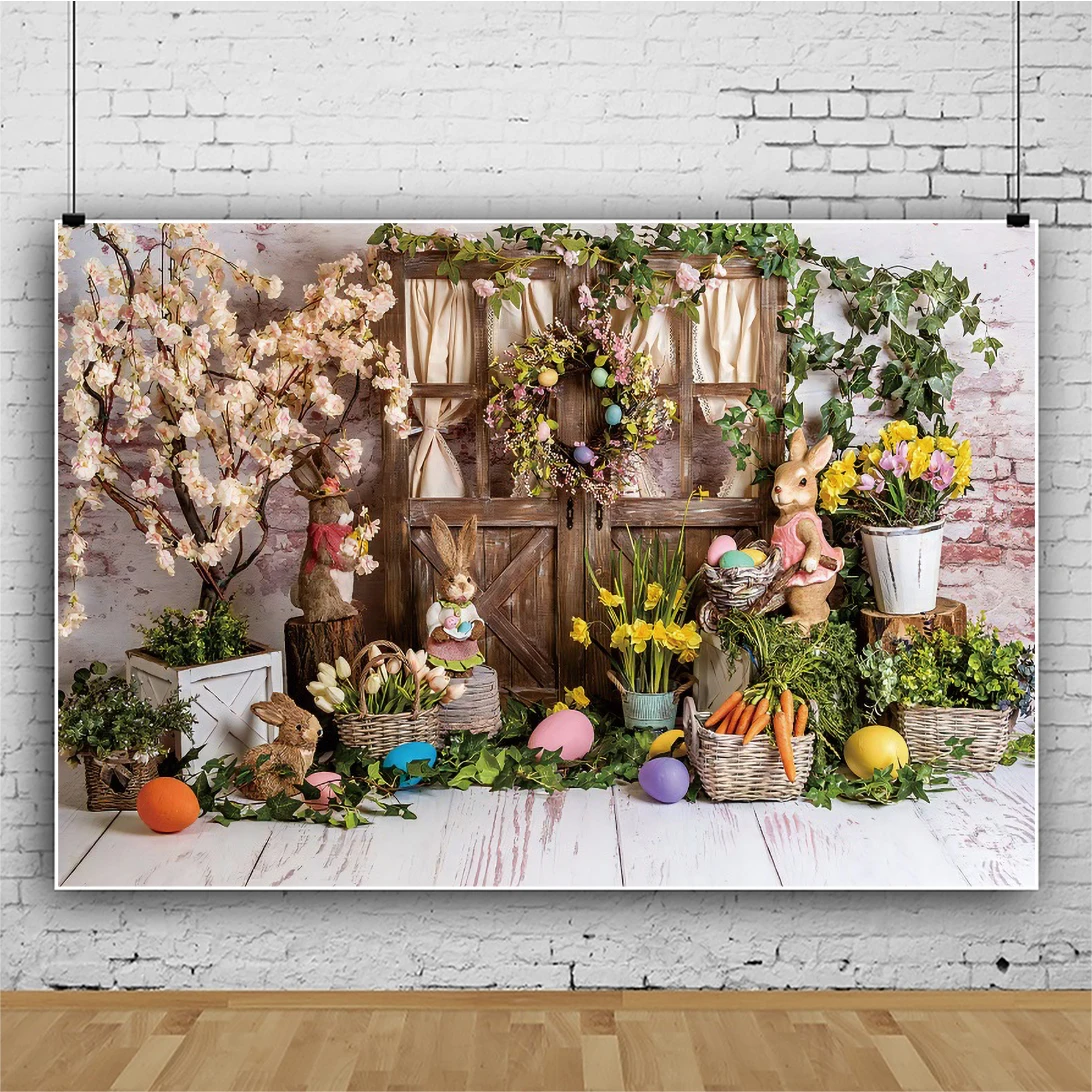 Yeele الربيع عيد الفصح الطوب جدار الطابق البيض الأرنب الأرنب ديكور حفلات التصوير خلفية التصوير الفوتوغرافي الخلفيات للصور استوديو