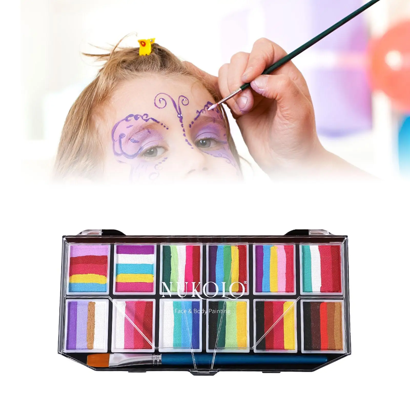 Juego de pintura facial y corporal de 12 colores, kit de paleta de maquillaje artístico para niños y adultos, Cosplay