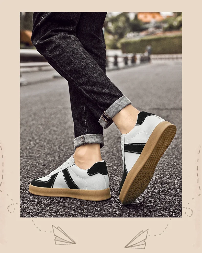 Men's Invisible Height Increasing Shoes 6/8cm German Training Shoes Breathable Genuine Leather Retro Casual Sports Shoes