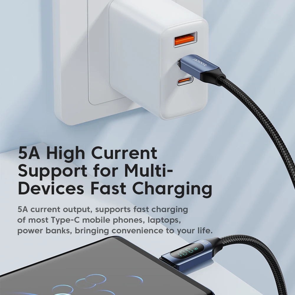 Toocki-Câble USB Type-C vers USB Type-C PD, 100W, charge rapide, pour Xiaomi, écouteurs, Samsung, Huawei, MacPle, iPad