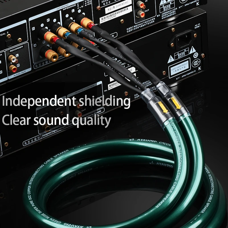 ATAUDIO Hifi Speaker Cable 1 pair High-end 7N OCC Speaker Cable with Banana Y Plug Cable