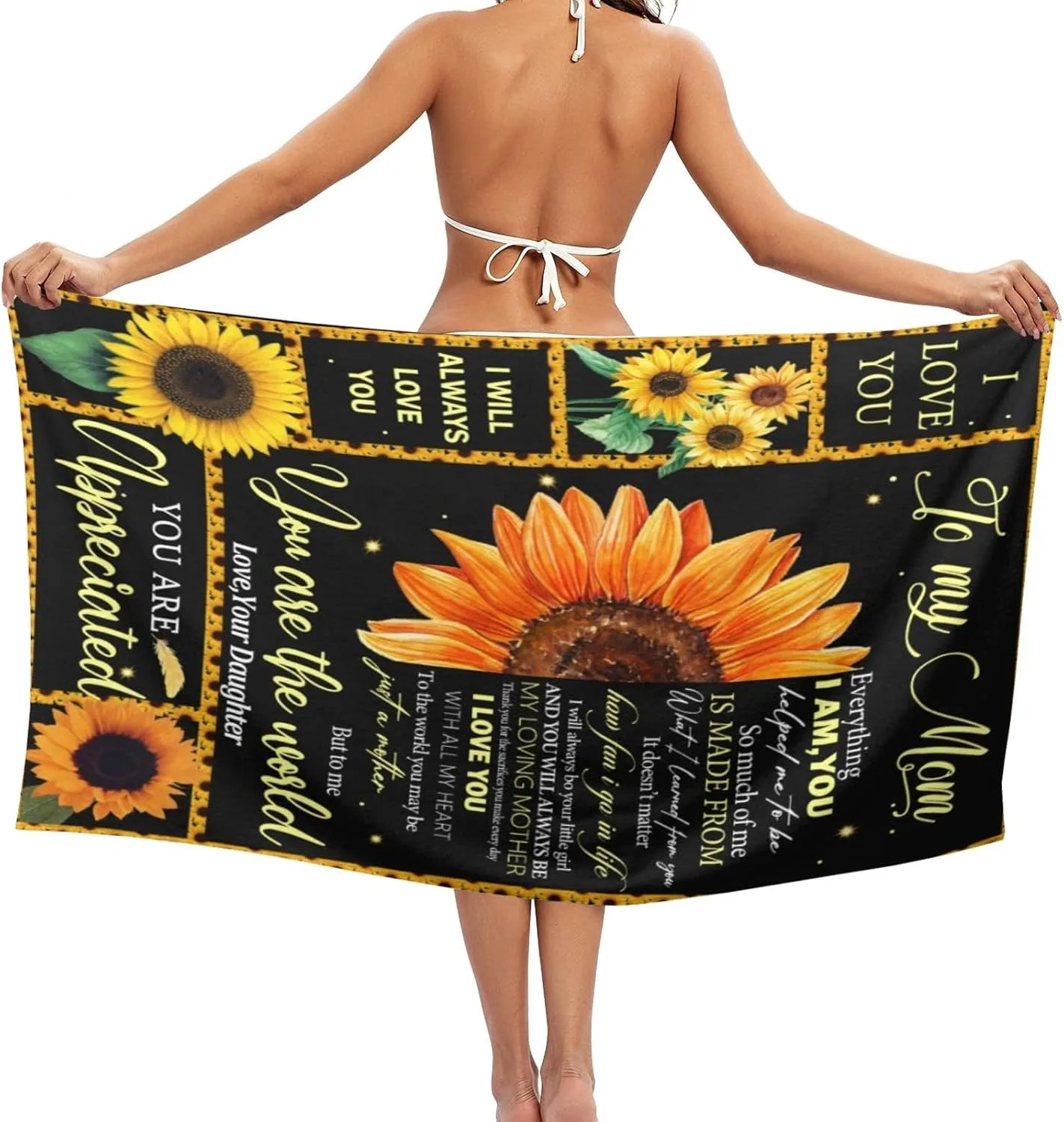 To my Mom Bath Towels Mother's Day Gifts Towel Microfiber Quick-Dry Beach Towel For Yoga Tourism Beach GYM Camping Swimming