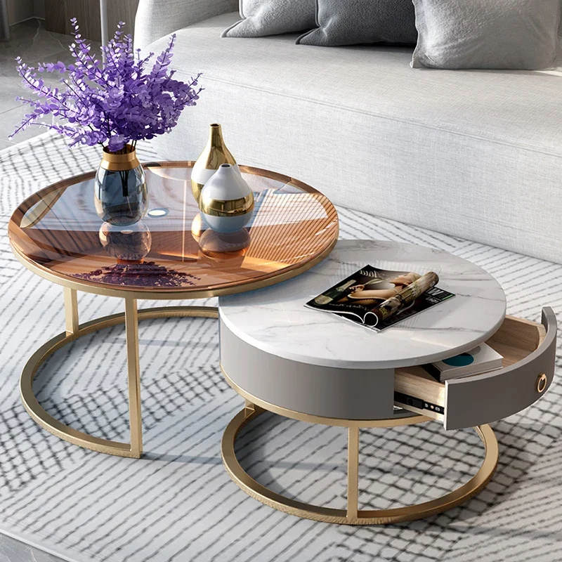 Bed Side Tea Table Coffee Living Room Salon Round Marble Coffee Table Nordic Glass Szafki Nocne Japandi Style Furniture XF35XP