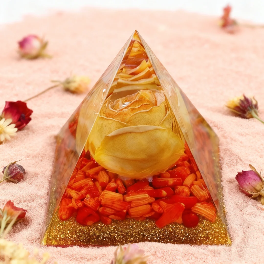 1 قطعة هرم أورجونيت طبيعي كريستال جوهرة الهرم الراتنج برج الحلي للمنزل مكتب سطح المكتب الديكور ، أورجونيت الورد الهرم