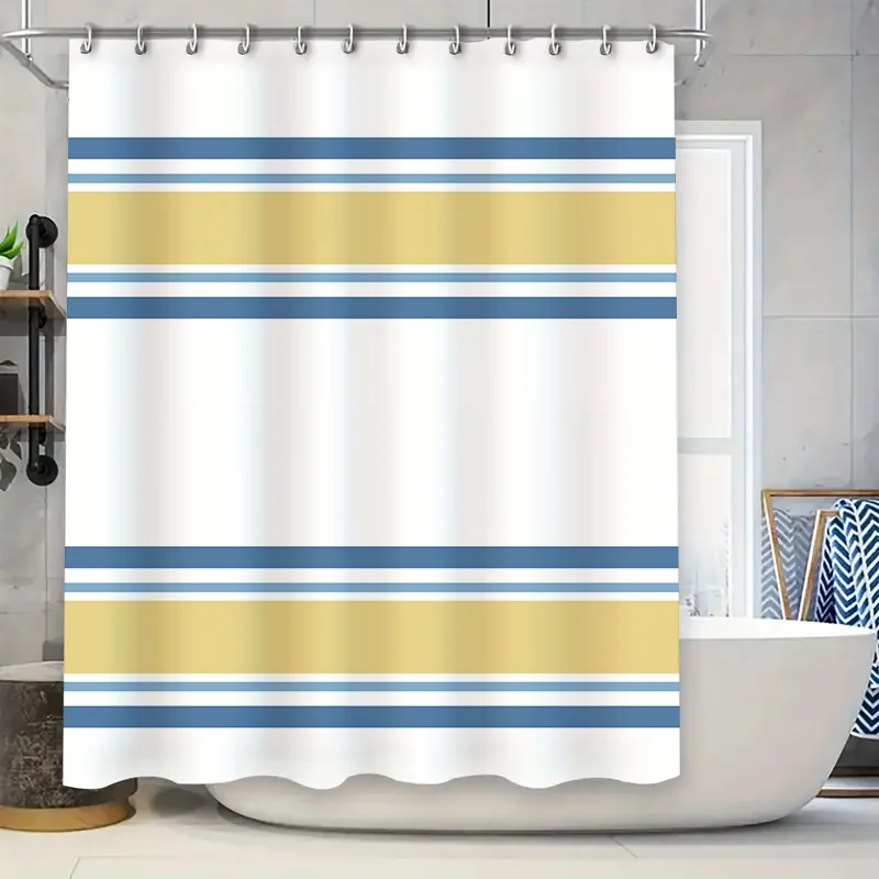 

Современная занавеска для душа из синего золота с полосатым дизайном для ванной комнаты