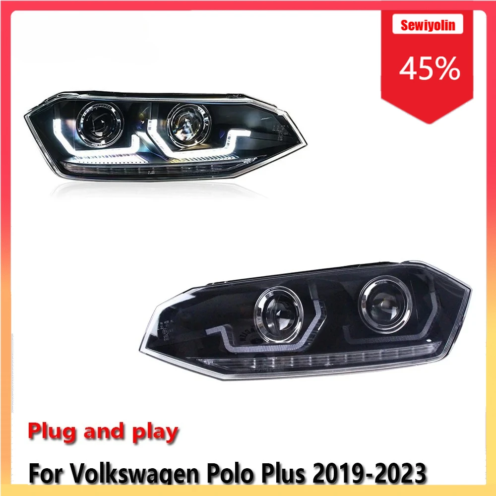 

Car LED Headlight Automobile Parts For Volkswagen Polo Plus 2019-2023 Fog DRL Brake Turn Signal Lamp Plug and Play