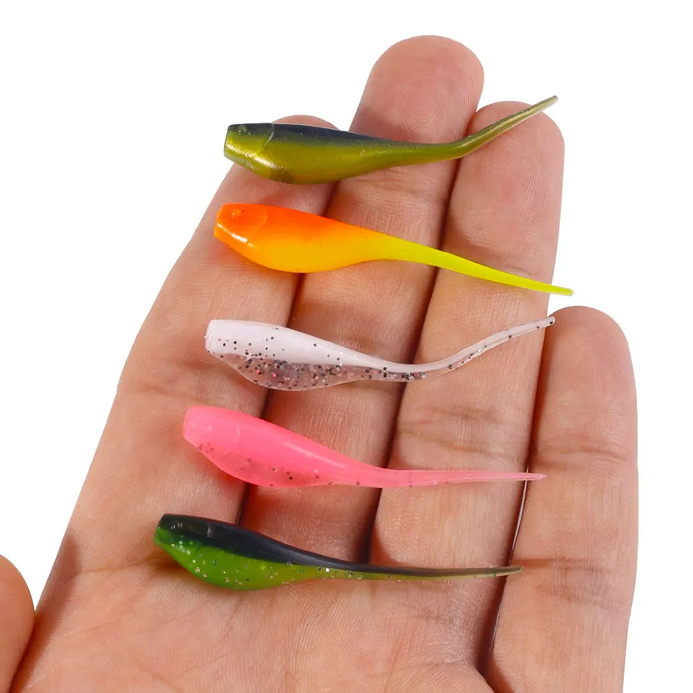 50pcs/bag bass soft lure soft lures for pike Swimbaits With Salt Silicone Artificial Baits Tackle