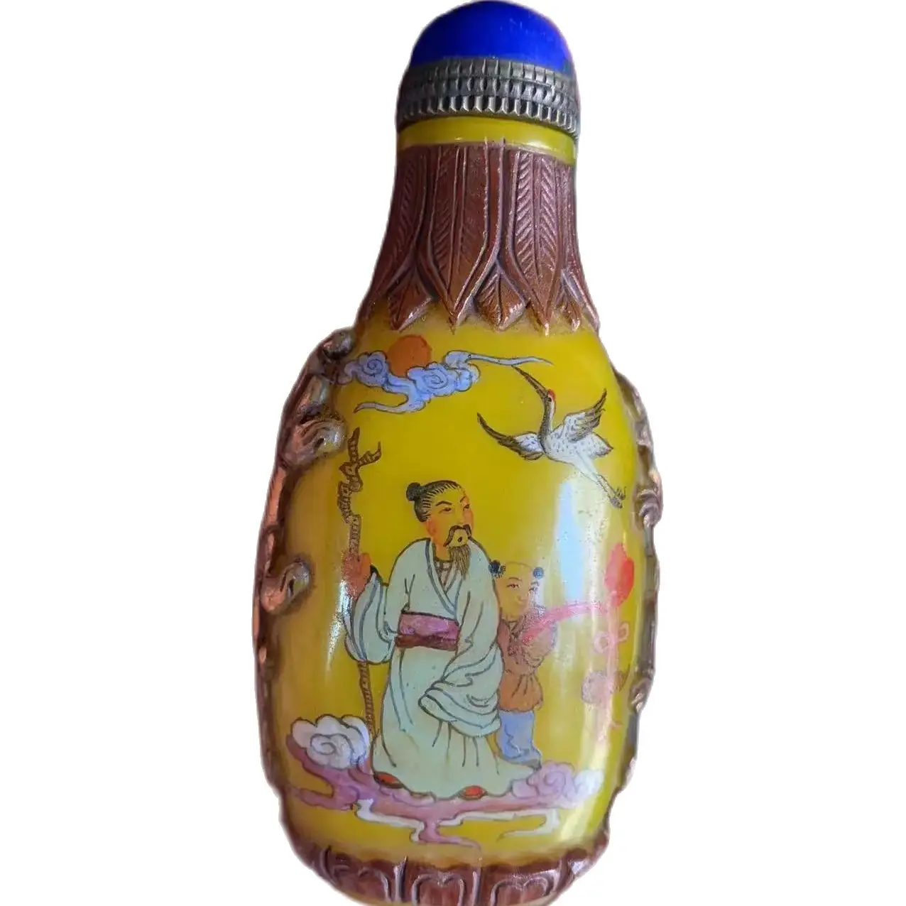 Rare Qing Dynasty  CHINESE Old colour glass  PAINTING SNUFF BOTTLE,Costoo,Free shipping