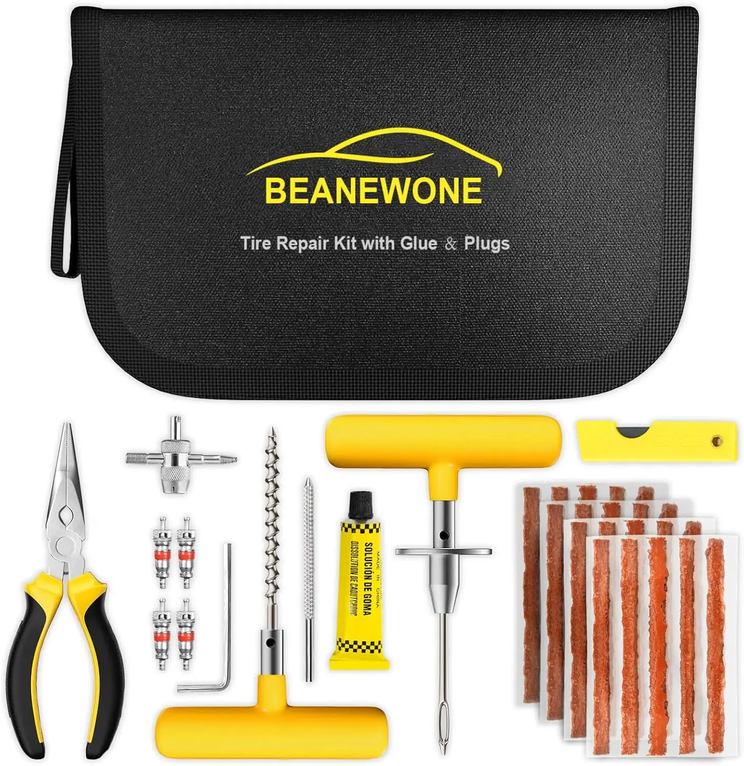 

Heavy Duty Tire Repair Kit for Car, ATV, Motorcycle, Truck - 33 Pcs with Zipper Bag