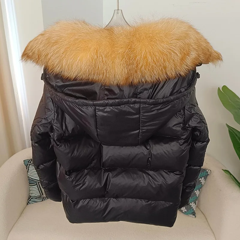 Hot selling autumn and winter new women's down jacket short Korean style thickened black gold big fox fur collar jacket