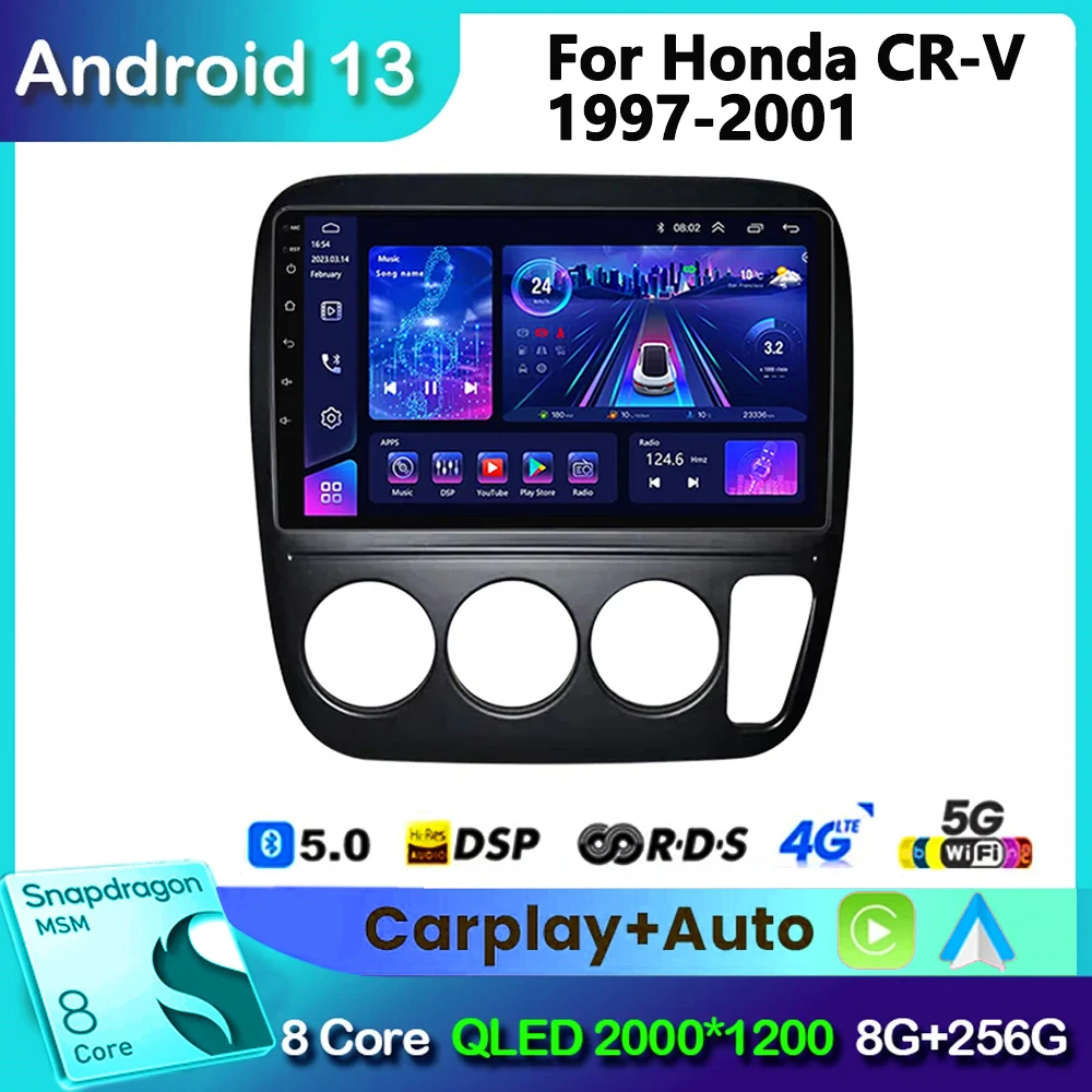 

Android 12 для Honda CR-V CRV 1996 1997 1998 1999-2000, автомобильный стерео Мультимедийный Плеер, автомобильное радио, GPS-навигация, Carplay auto