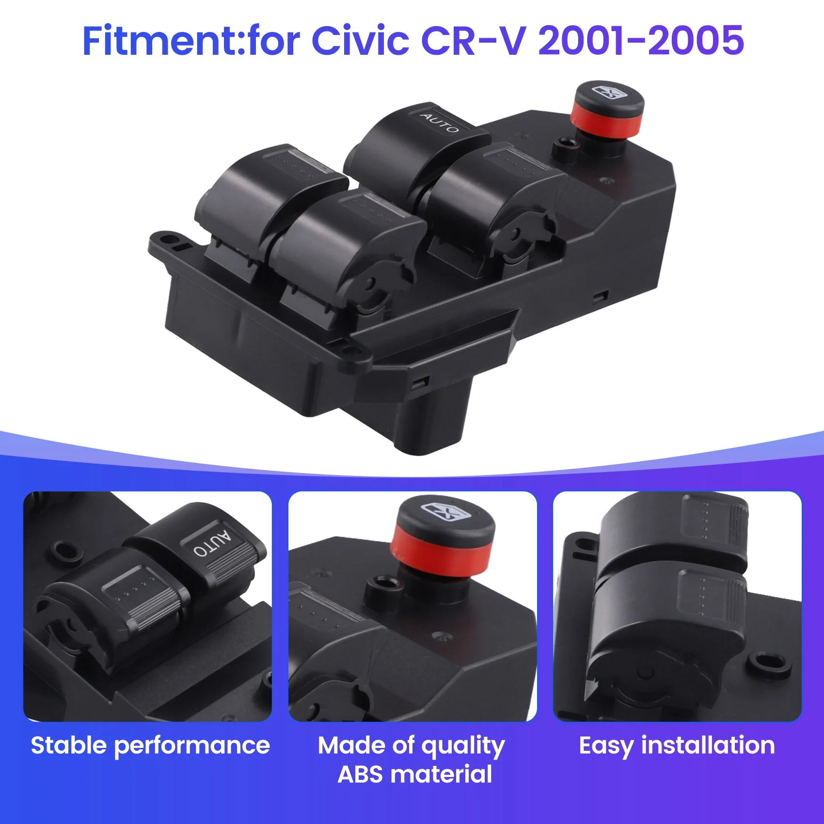ABTC-مفتاح التحكم في نافذة الطاقة الكهربائية الجانبية للسائق 35750-SAE-P03 35750SAEP03 لهوندا سيفيك CR-V 2001-2005