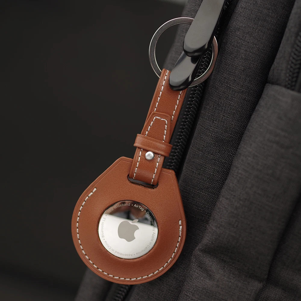 For Apple Air Tag Case Genuine Leather Case For Airtag Keychain Accessories Airtags Holder Luxury Authentic Leather