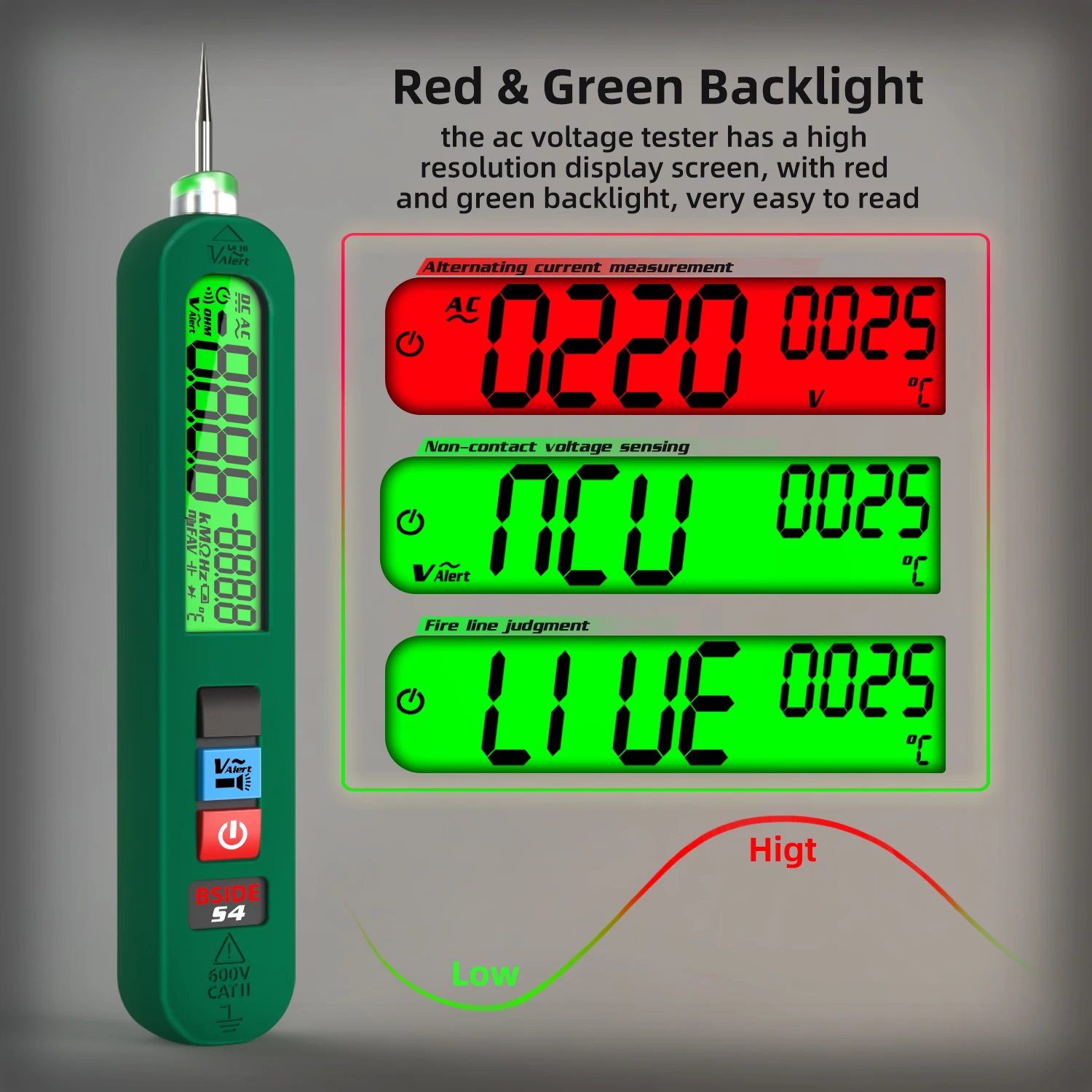 BSIDE S4 Leakage Voltage Detector Tester USB Charge Smart Non-Contact Voltage Tester Pen Electric Sensor Alarm Light Indicator