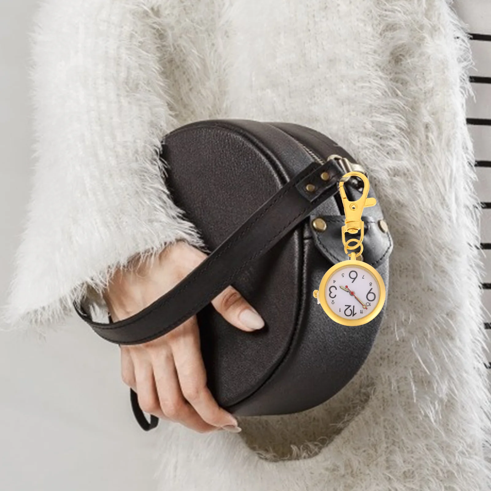 ساعة ممرضة معلقة من خليط معدني مع مشبك سلسلة مفاتيح على تصميم فكرة هدية للمحترفين الطبيين والممرضات