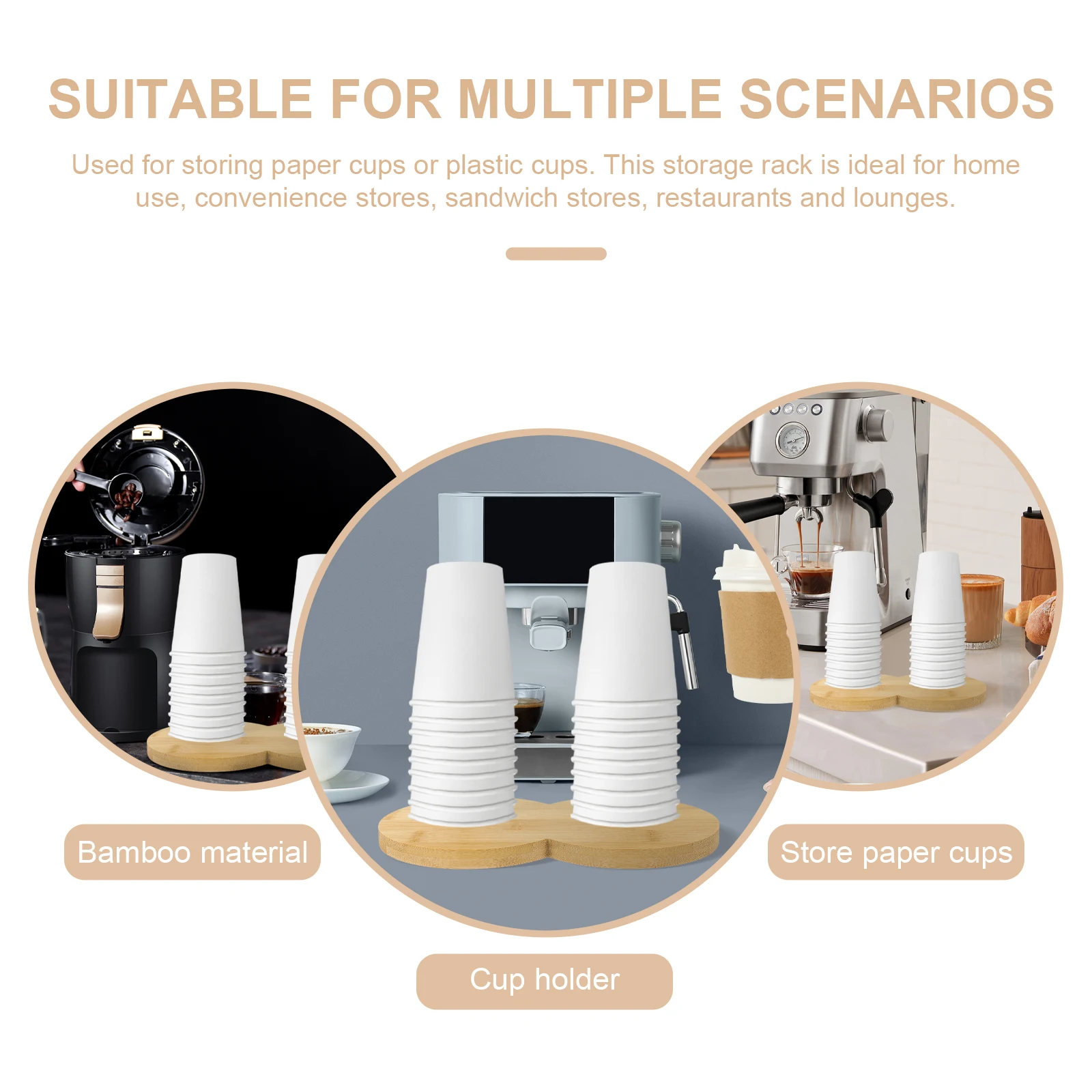 حامل ورق من الخيزران لرف الأكواب القابل للتصرف، منظم محطة القهوة، حامل تخزين الأكواب، موزع مريح #1