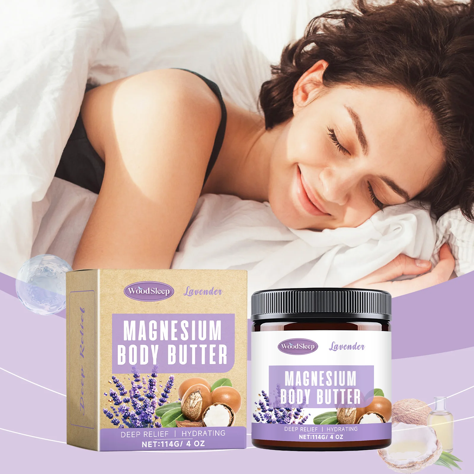

Woodsleep Nerve Relief Magnesium Cream Lavender Improve Sleep Quality Adult Stress Reliever Nighttime Body Moisturizing Cream