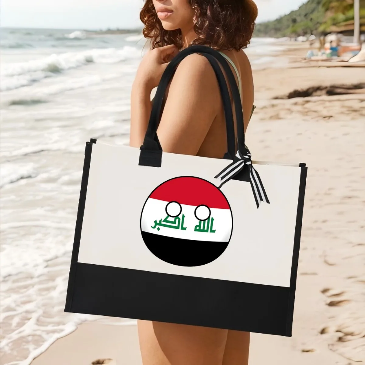 

Iraqball 2026 Новое поступление, модная практичная просторная многоразовая большая сумка с узором и принтом, 2-цветная сверхпрочная большая сумка на плечо для Al