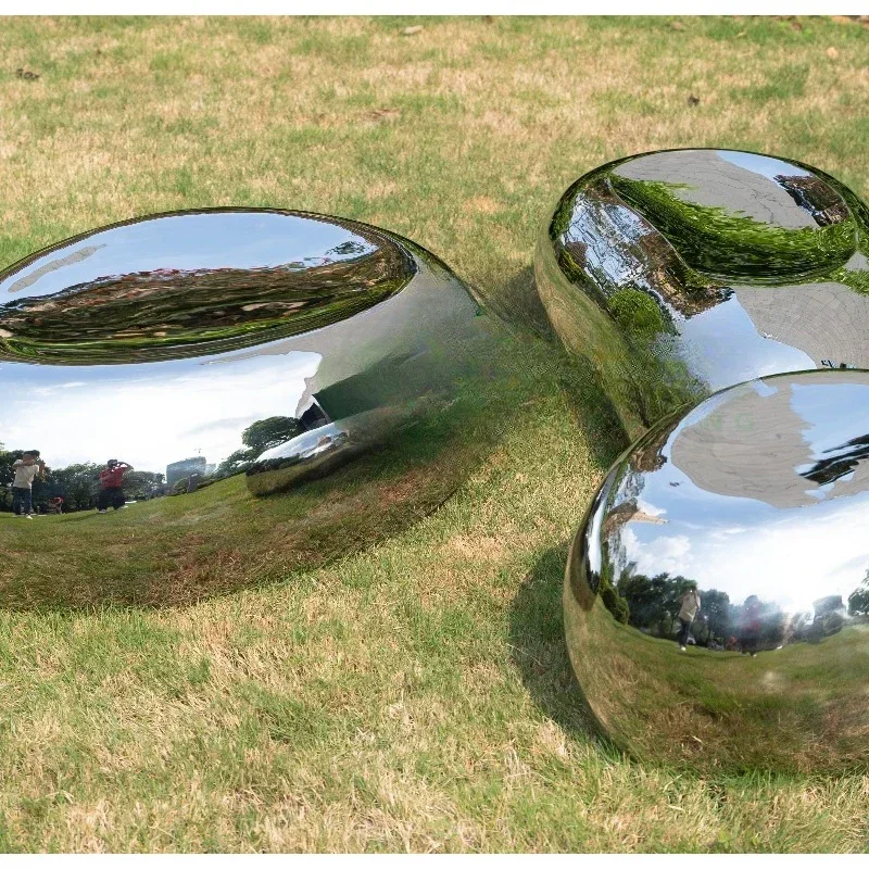 Modern Park Outdoor Garden Mirror Polished Craft Luxury Color Stainless Steel Bench Sculpture