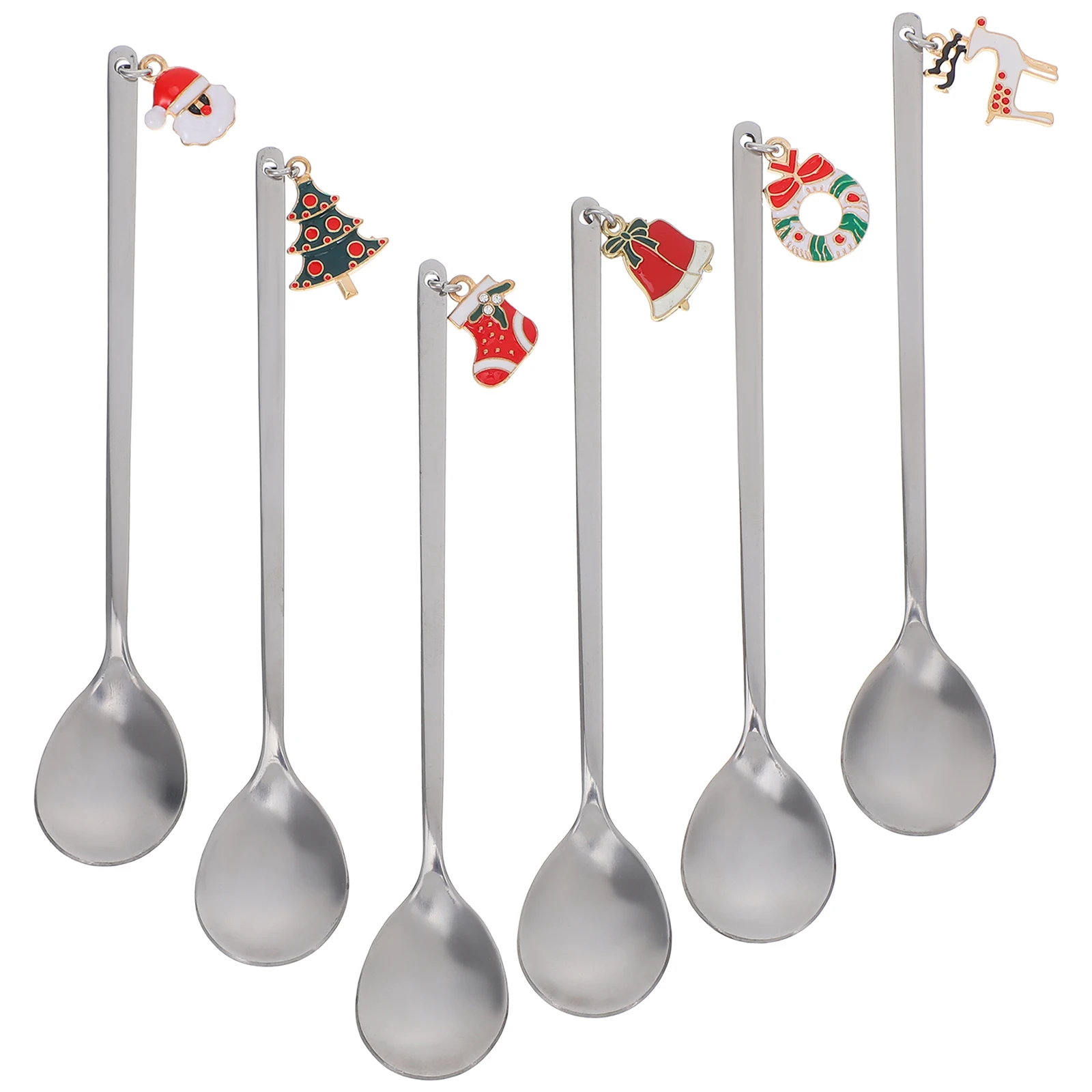 

6 Pcs Coffee Dessert Spoon Dinner Spoons Metal Kitchen Fork Forks Christmas 410 Stainless Steel Heavy Duty