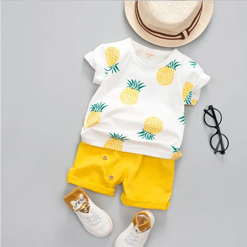 New Summer Fashion Children Boys Clothes Suit Baby Girls Cartoon T-Shirt Shorts 2Pcs/Sets Toddler Cotton Clothing Kids Tracksuit