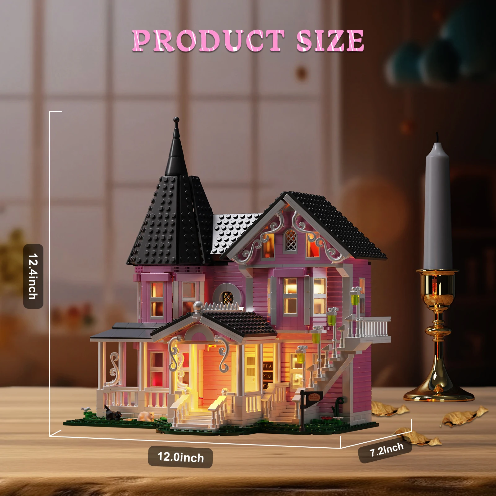 Pink Palace Apartment Building Block Set Ideas Movie Architecture Model Toys for Boys and Girls Christmas Gifts
