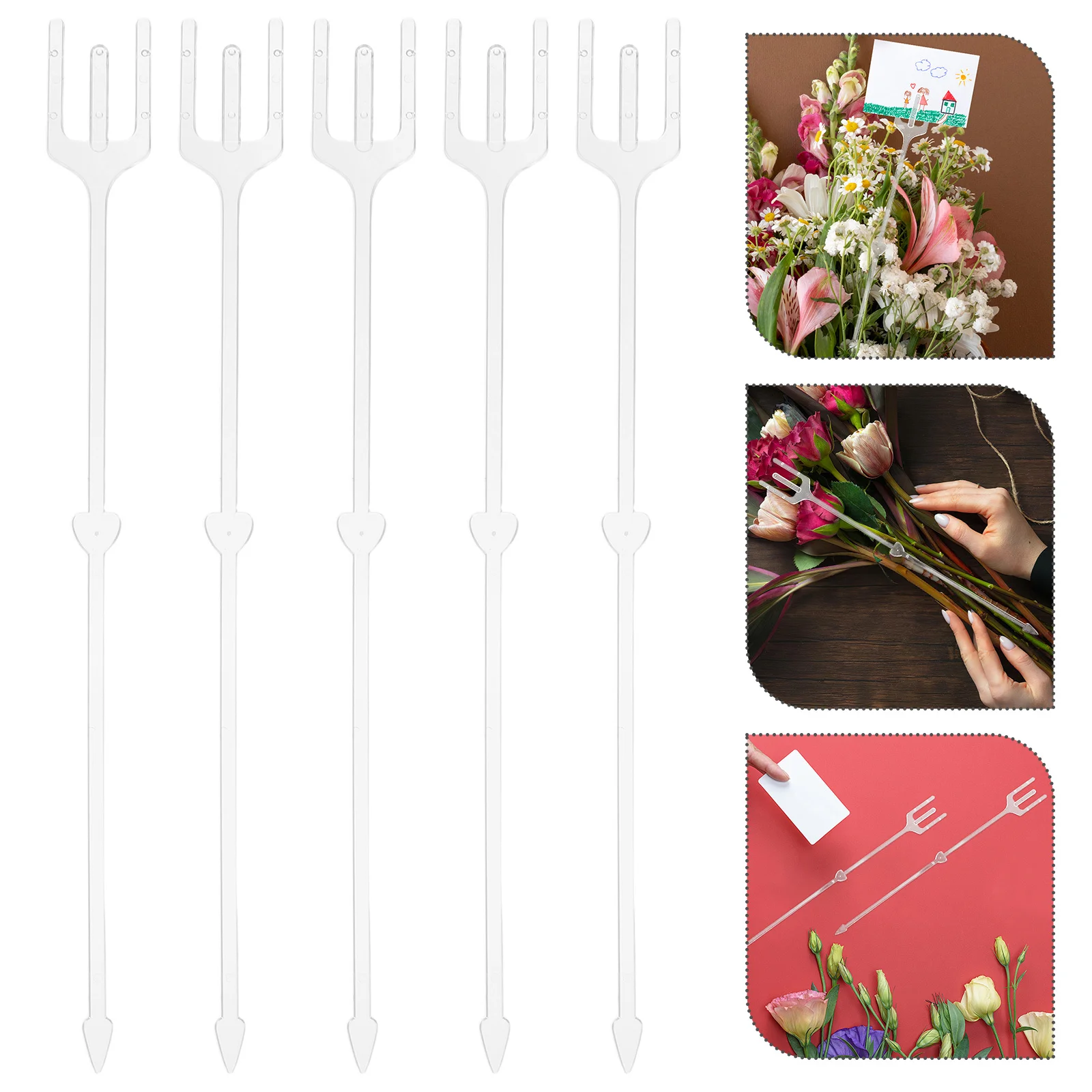 

80Pcs Floral Picks Plastic Straight Head Card Holders Wedding Birthday Party Decor Photo Display Flower Clips Flower Stands
