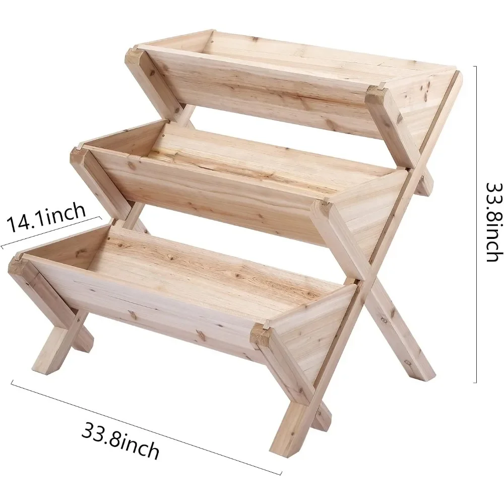 3 Tiers Wooden Vertical Raised Garden Bed with Legs,Planter Raised Beds Kit for Flowers Herbs Vegetables, Natural