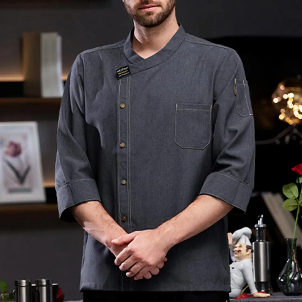 Button-up Chef Uniform Chef Top Unisex Chef Shirt Breathable Soft Stylish Kitchen Cook Uniform for Bakery Restaurant Waiter Long