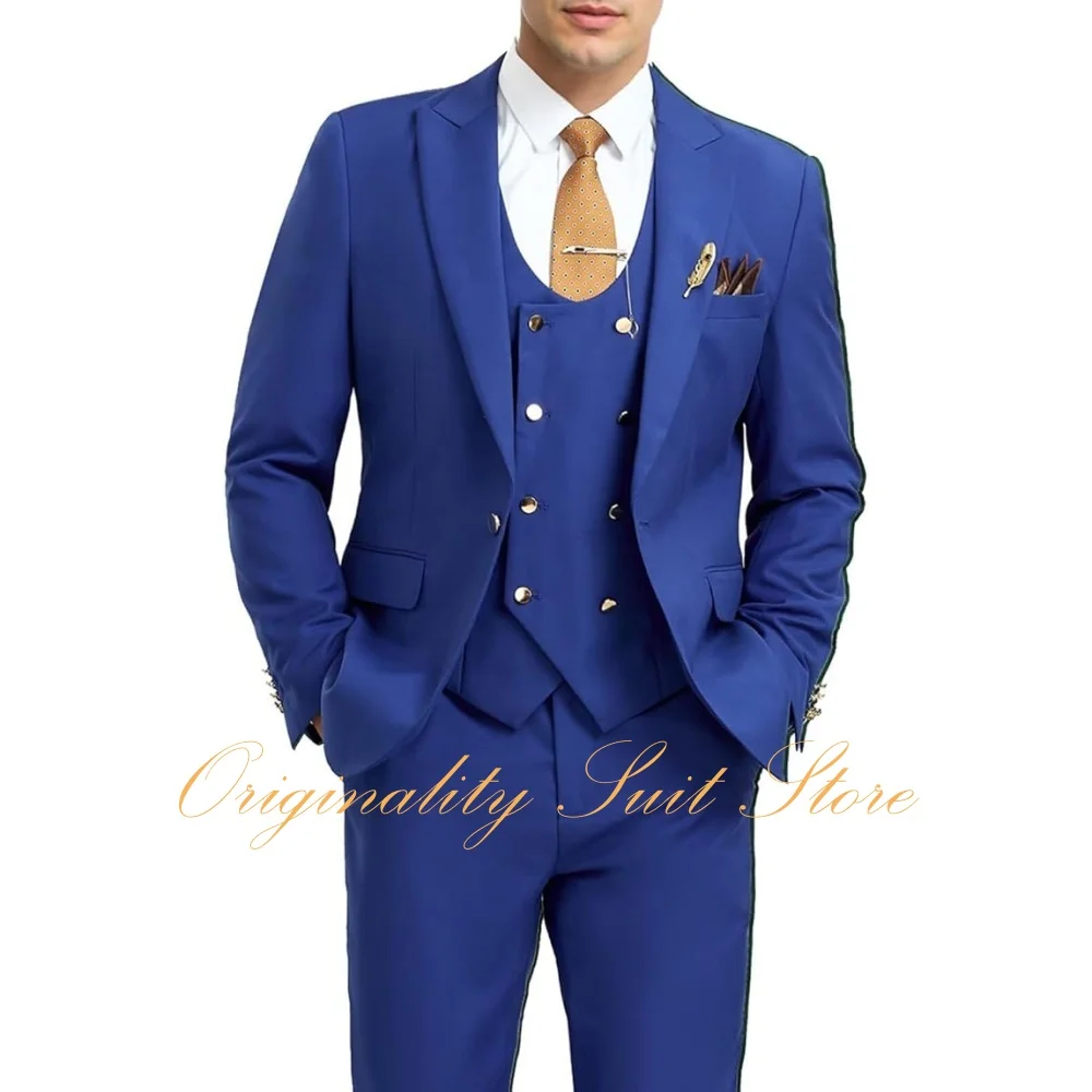 

Men's Suits 3 Piece Slim Fit Tuxedo Suit One Button Blazer Vest Pants Men Wedding Prom Homecoming Suits