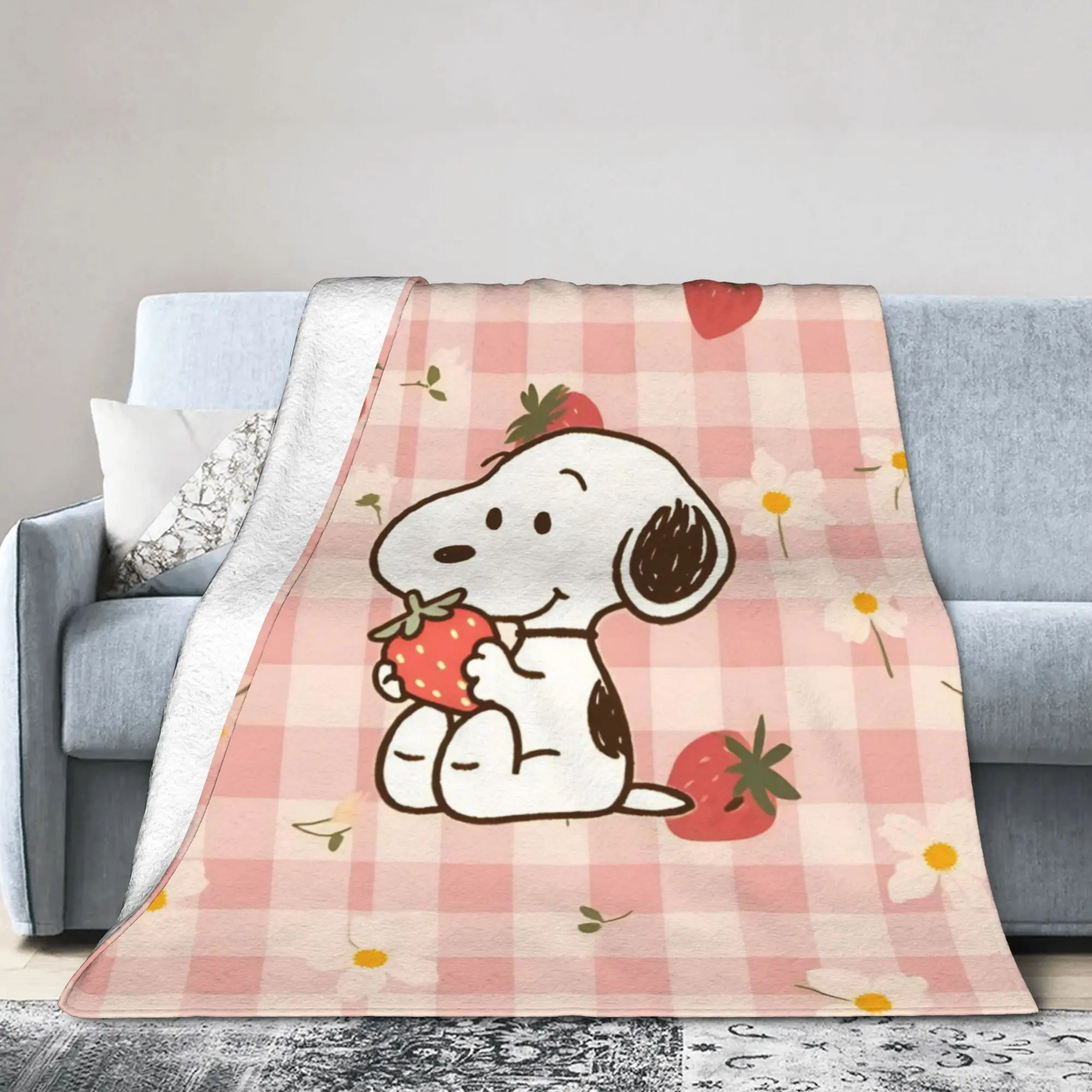 Cartoon Cute S-Snoopys Fuzzy Blanket  Creative Throw Blankets for  Sofa Bedding Lounge 150*125cm Bedspreads
