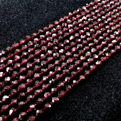 주얼리 제작용 내추럴 면 레드 가넷, 작은 느슨한 둥근 구슬, DIY 팔찌 목걸이 액세서리, 2mm, 3mm, 4mm