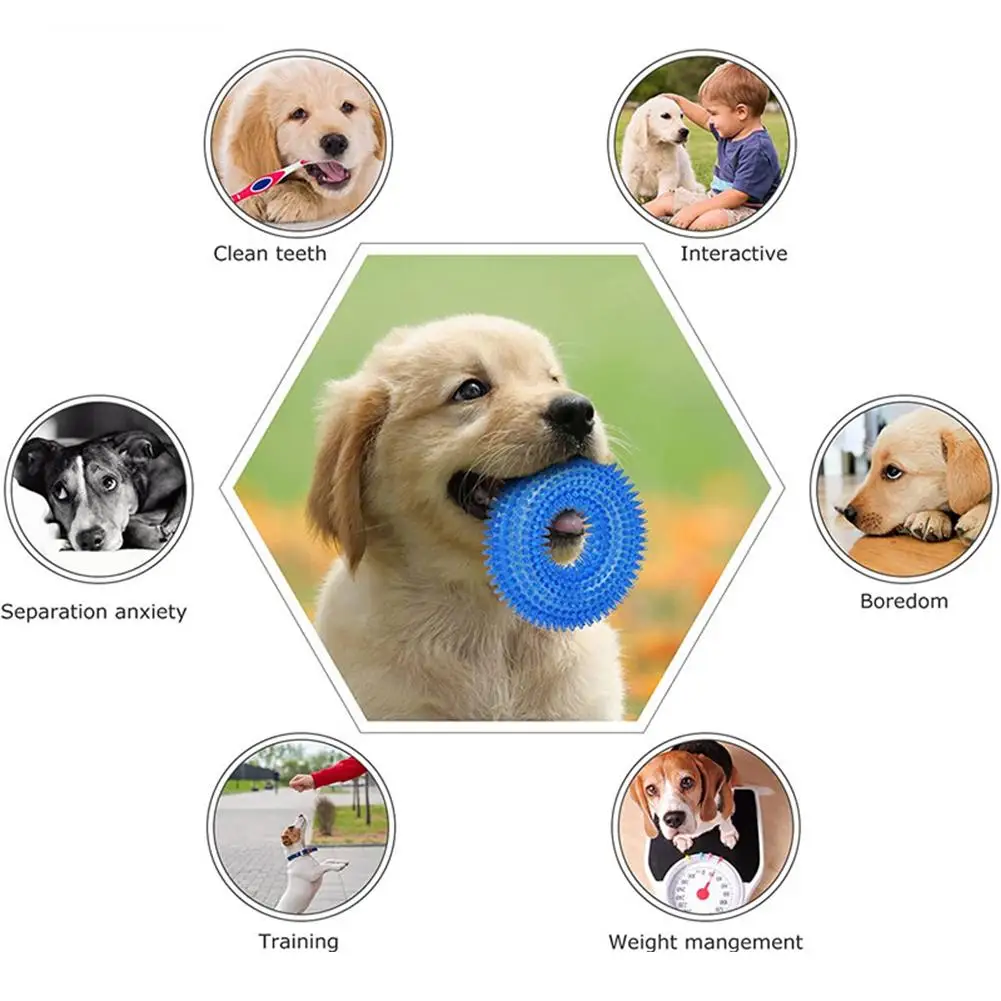 Pet Teething Sound Toy TPR Bite-resistant Raised Texture Spherical Design Oral Safe Harmless Teeth Cleans Promotes Health M5L7