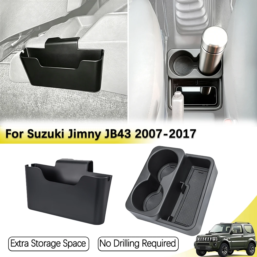 Suporte para Copos do Console Central, Caixa de Armazenamento Lateral para Suzuki Jimny JB43 Transmissão Manual 2007-2017, Acessórios de Interior