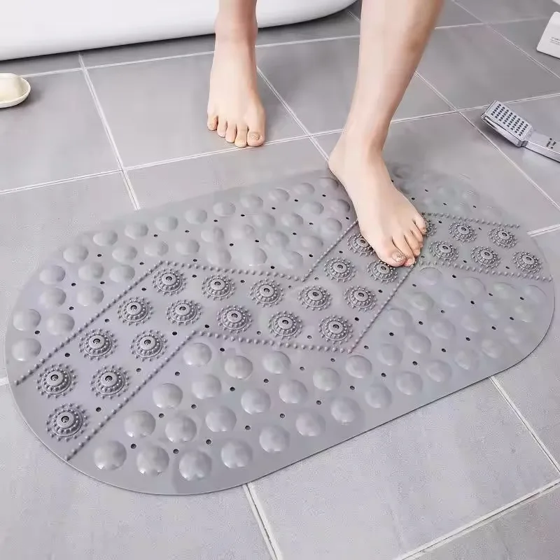 Non-Slip Bath Tub Shower Mat with Suction Cups,Machine Washable Bathroom Mats with Drain, Extra Large Bathtub Mat, 39x69cm