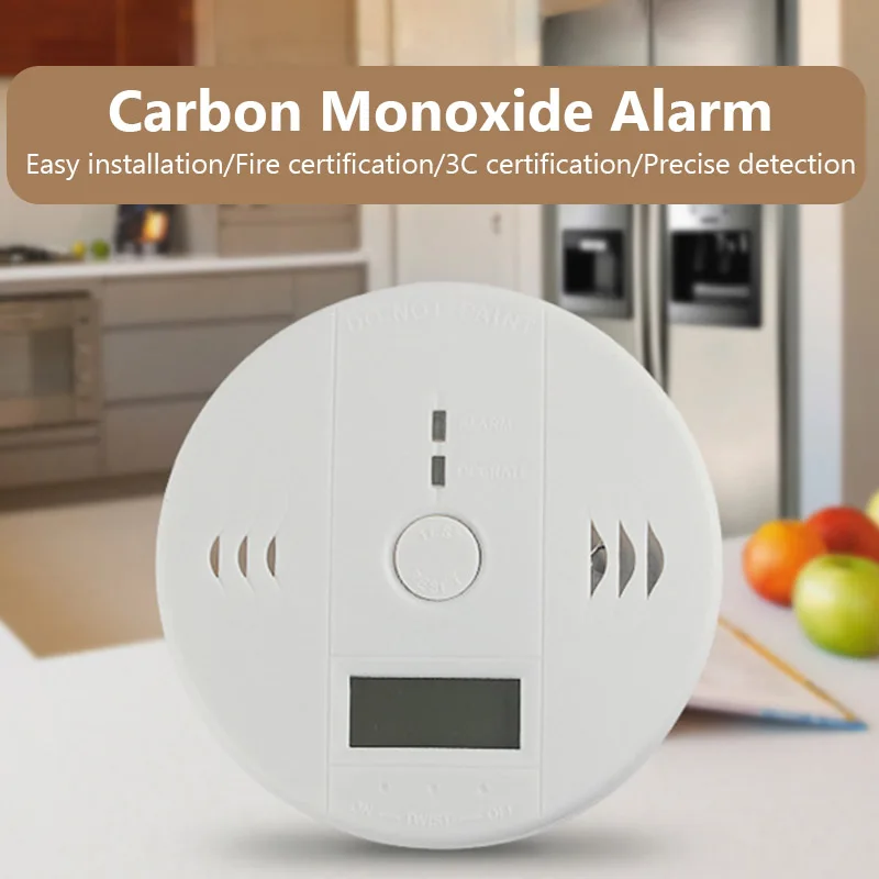 Sensor de alarma de CO independiente, Detector de alarma de monóxido de carbono, 85dB, pantalla fotoeléctrica LCD de advertencia de alta sensibilidad para Hotel en casa