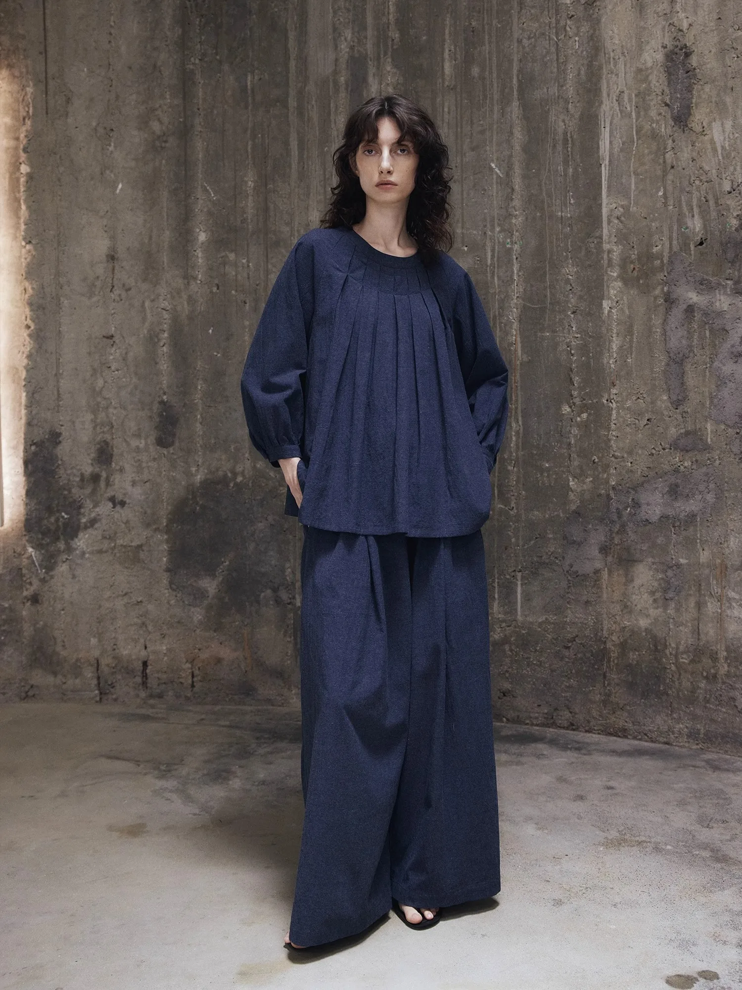 

Женский топ из дышащего хлопка с круглым вырезом, многослойным дизайном и эффектом драпировки, в винтажном стиле, для повседневной носки, ранняя осень