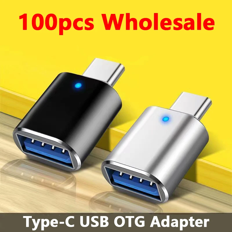 

100pcs Wholesale LED USB3.0 to Type C Adapter OTG to USB C USB-A to Micro USB Type-C Female Connector For Samsung Xiaomi Adapter