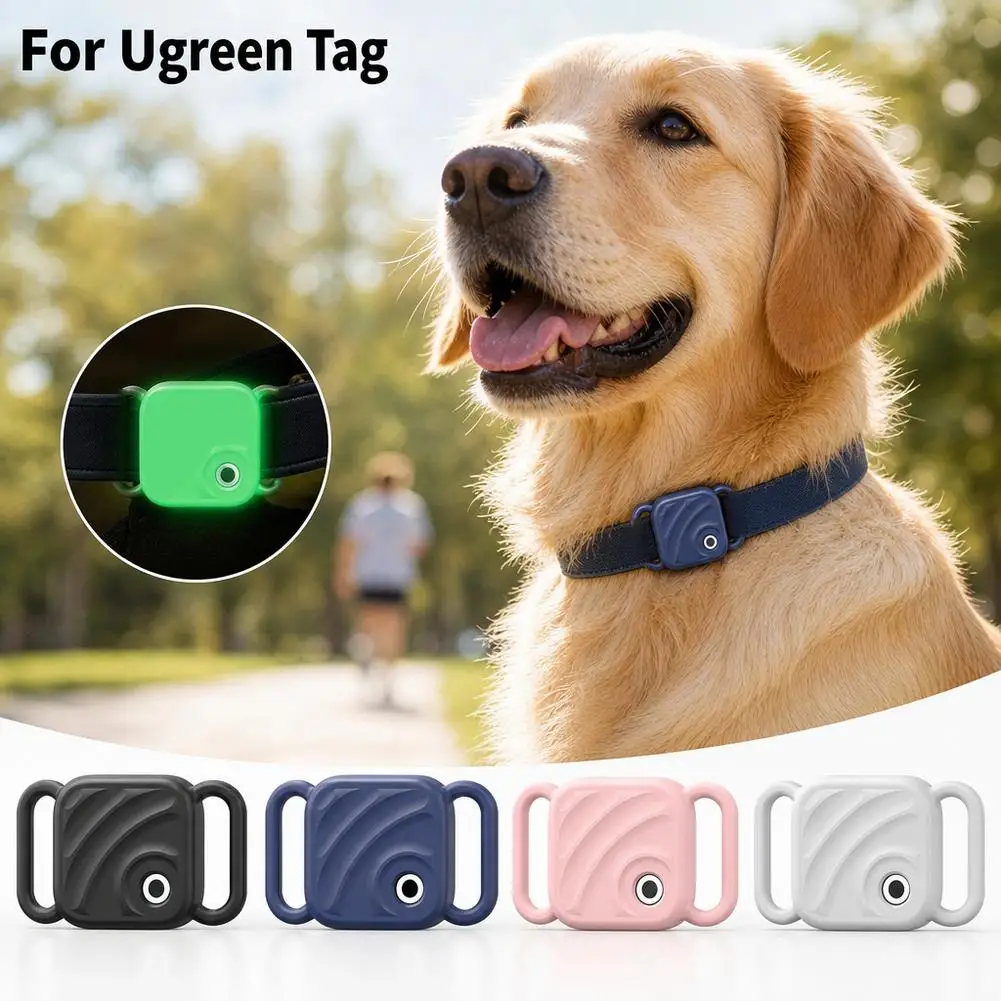 Protective Case Cover for UGreen Tag Glow in the Dark Shockproof Silicone Pet Collar Tag Holder Night Visibility for Cat Collar