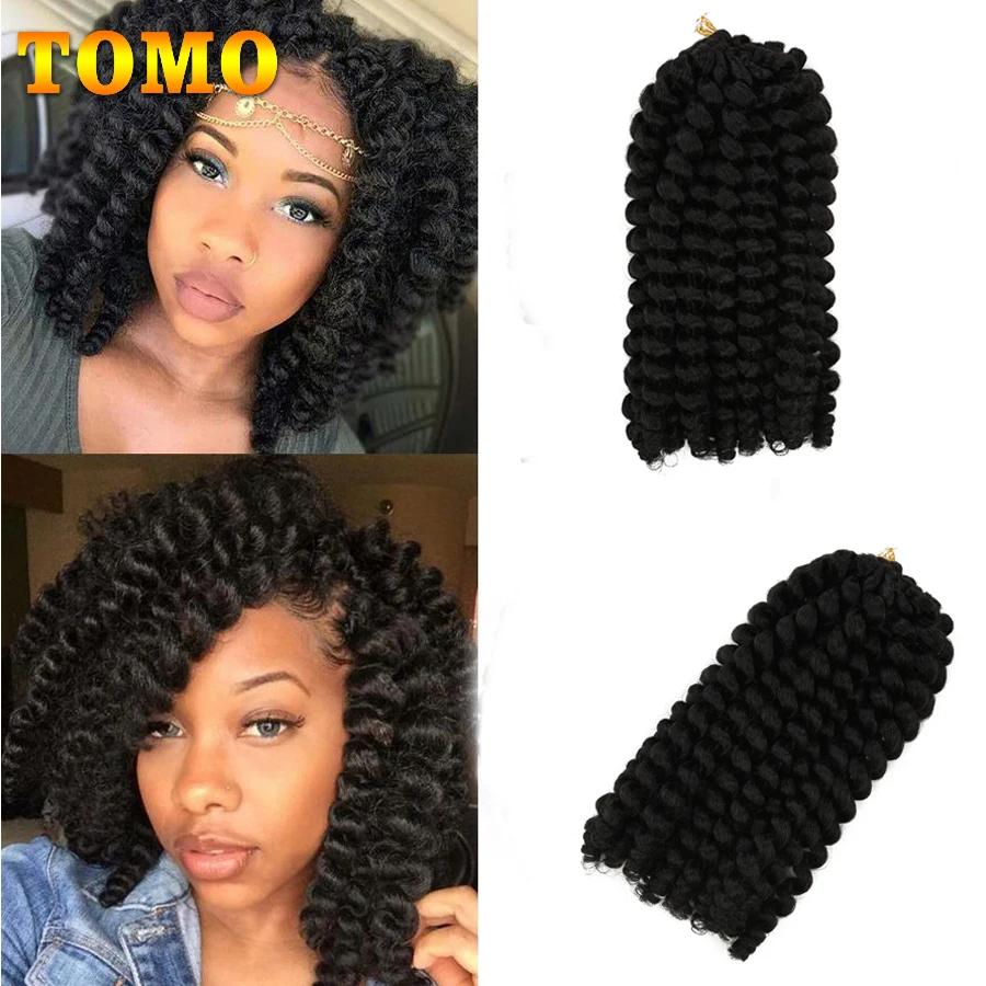 TOMO Wand Curl Crochet Braids 8 12 Inch Short Jamaican Bounce Hair For Black Women Synthetic Braiding Hair Extensions 20 Roots