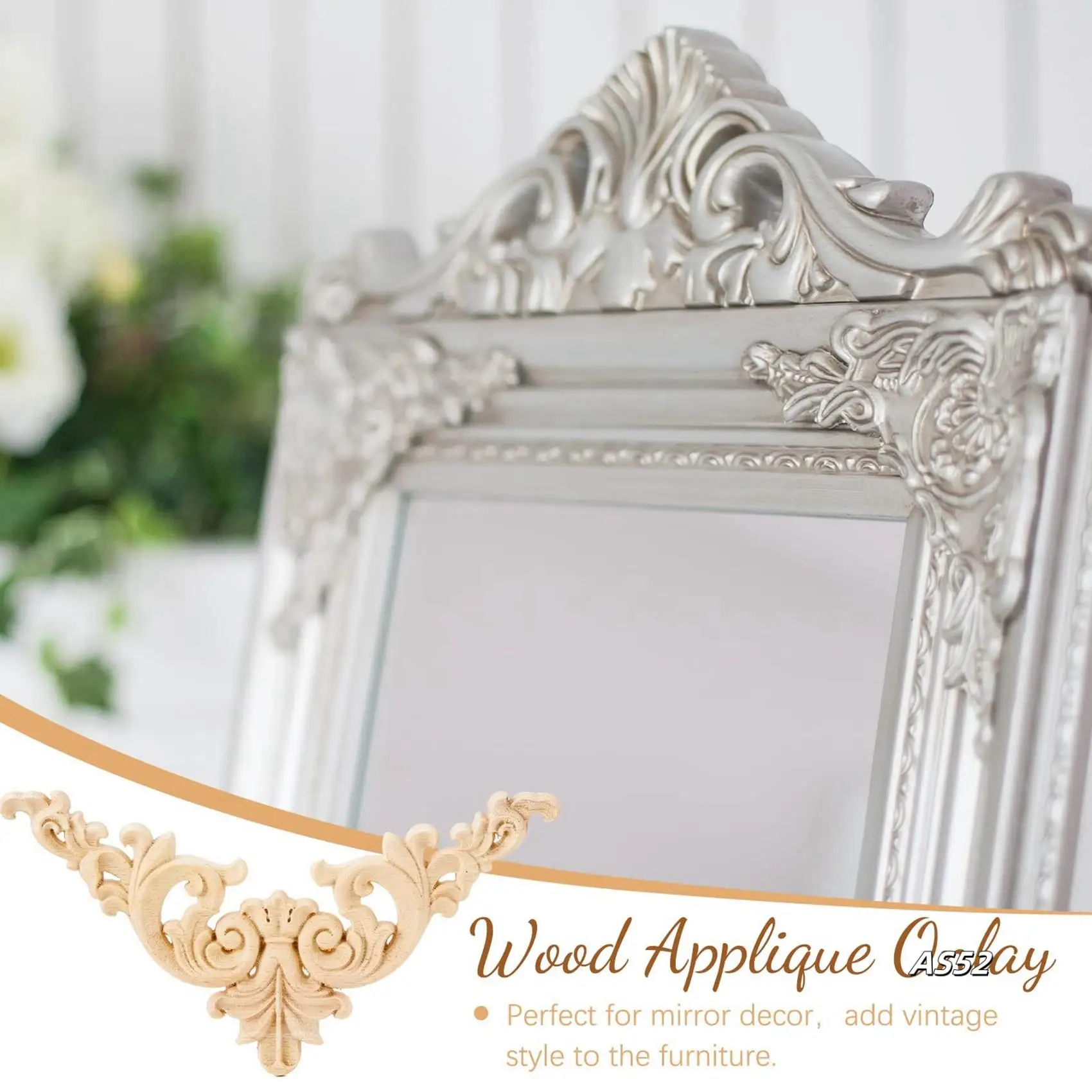 

10X Wood Appliques Onlays Decorative Wood Appliques DIY Wood Appliques For Mirror Bed Door Cabinet Wardrobe Furniture