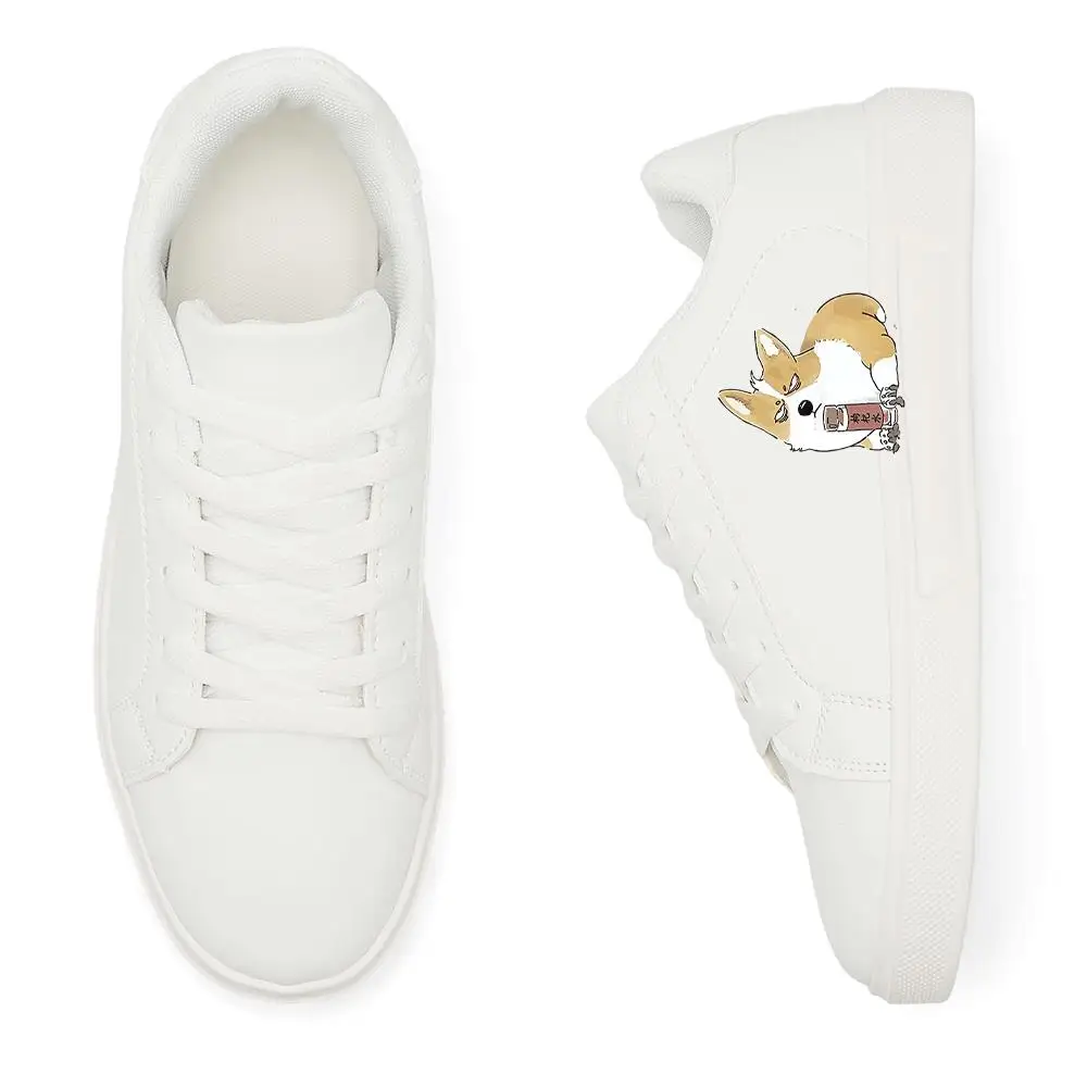 أحذية رياضية بيضاء عالية الجودة للجنسين: طراز الشارع العصري - قماش متين، حذاء أبيض مريح لدعم الكاحل وطلاء جرافيتي