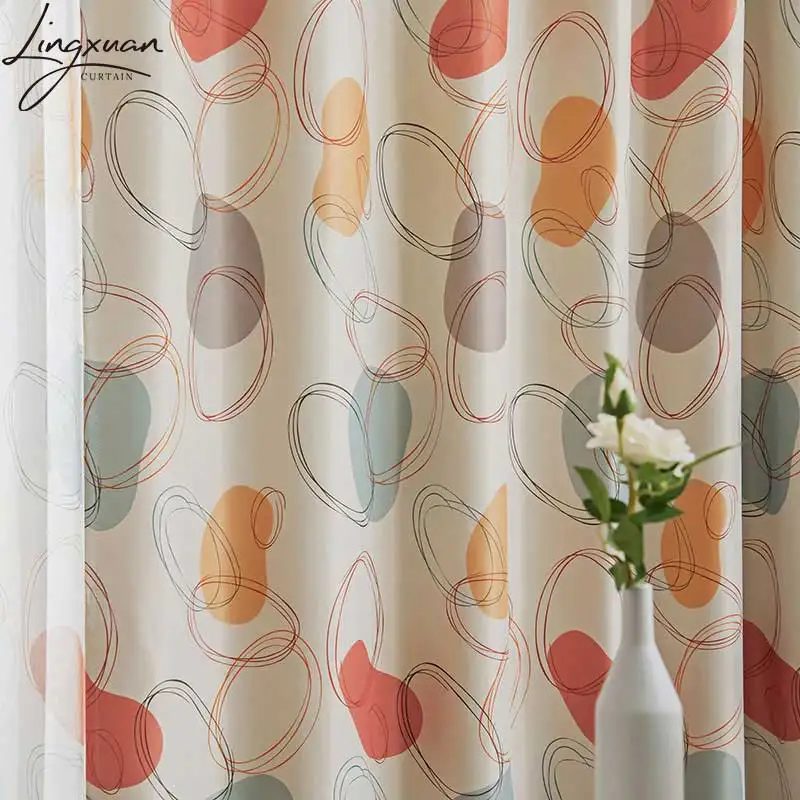 Nordic Abstract Space Blackout Curtain for Living Room Printed Shading Colth Curtain For Bedroom Window Curtains Kitchen Decor