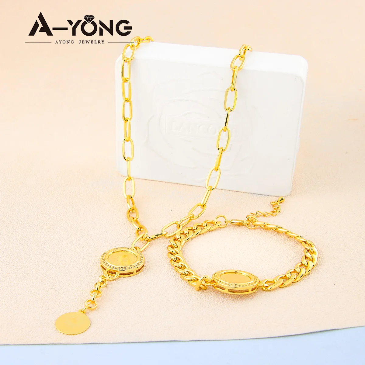 Türkische Vintage Münzen Schmuck Set 21k Gold Überzogene Saudi Mode Zirkonia Halskette Armband Nigeria Frauen Hochzeit Party Schmuck – Detail 5